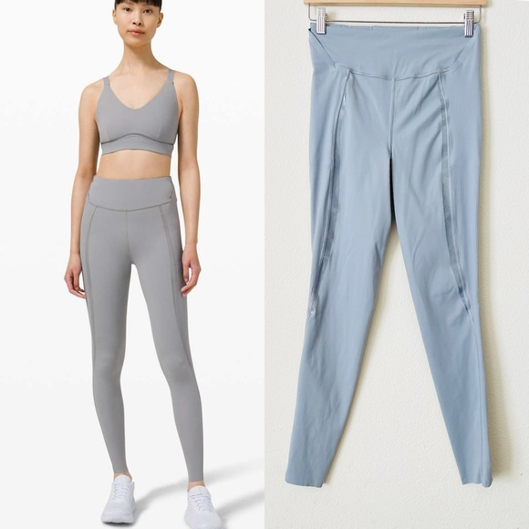 Lululemon SIZE 6 Gloss Trim SHR Super High Rise 28” leggings in Rhino Grey